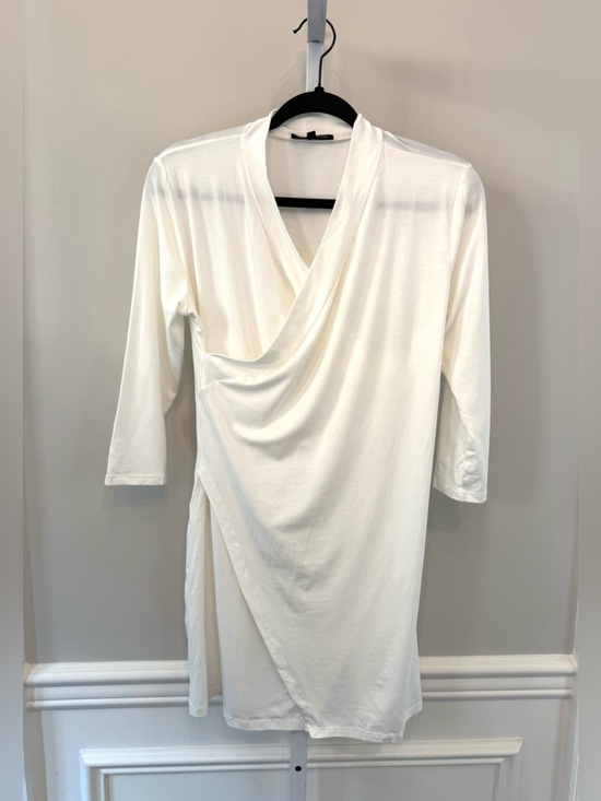 MARELLA Tops - Marella Wrap Front Tunic Top White Draped V Neck 3/4 Sleeve M